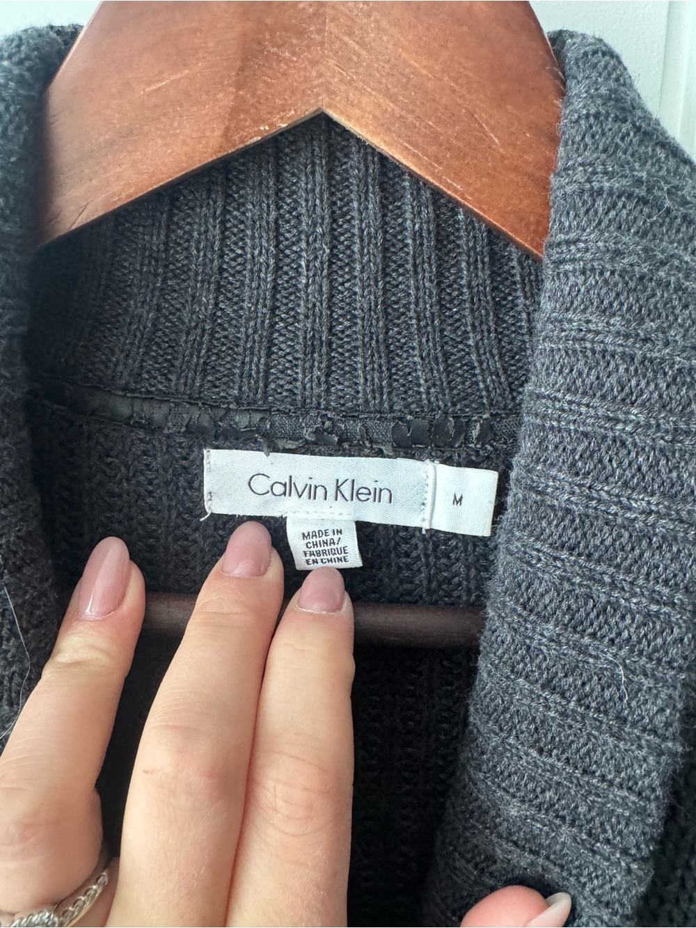 Calvin Klein Men’s Charcoal Gray Ribbed Knit Sweater